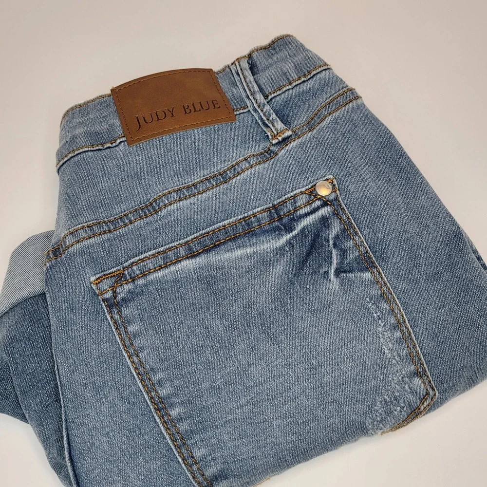 Judy Blue Denim Shorts Womens Large Blue Excellent Sorbtek Stretch JB150205 MD